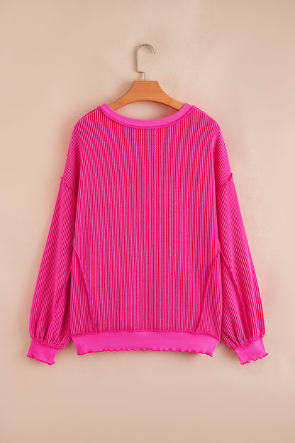 twisted ribbed long sleeve top