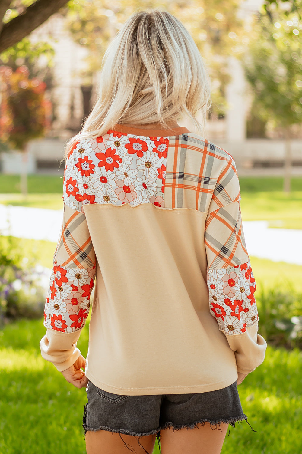 patchwork long sleeve top