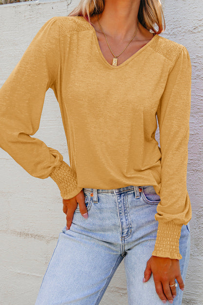 shirred shoulder top