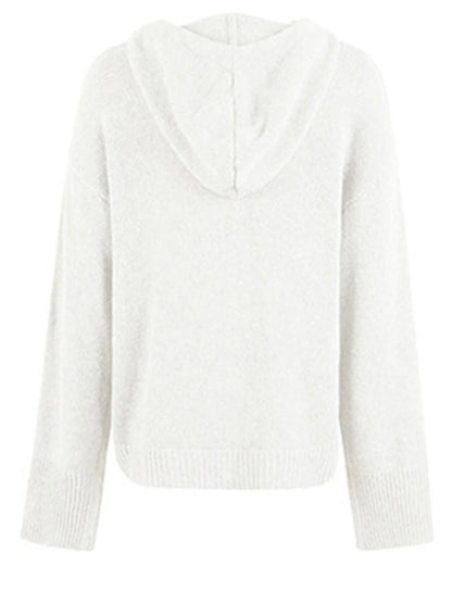 Women's Cardigan Sweater Hooded Ribbed Knit Alpaca Wool Button Fall Winter Regular Outdoor Daily Going out Stylish Casual Soft Long Sleeve Solid Color Black White Gray S M L