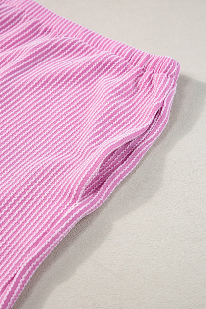 Ribbed Knit Pink Lounge Set for Plus Size Women