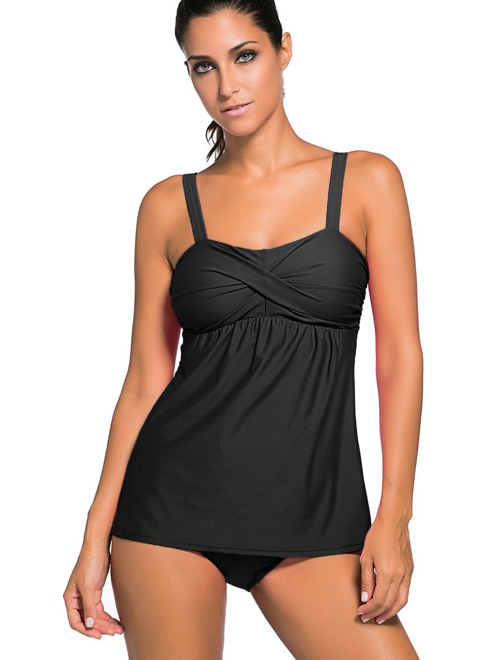 Black 2-Piece Tankini Bathing Suit with Swing Detail