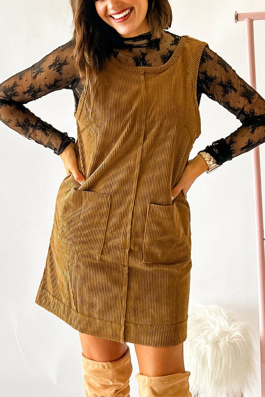 sleeveless corduroy dress