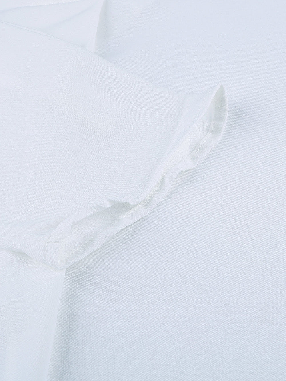 Elegant White V Neck High Low Hem Blouse