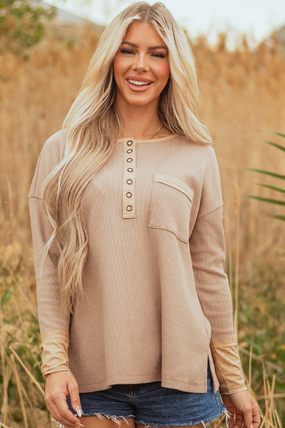 waffle henley top