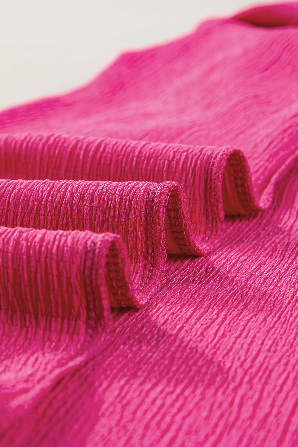 Bubble Hem Bright Pink V Neck Plus Size Top