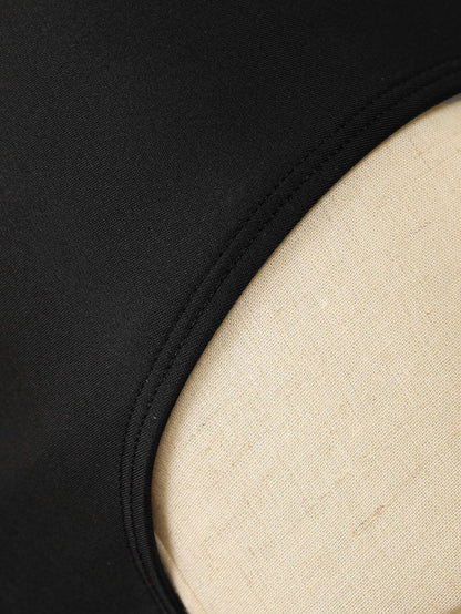 Elegant Black Metal Embellished One-Piece Swimsuit with Spaghetti Straps