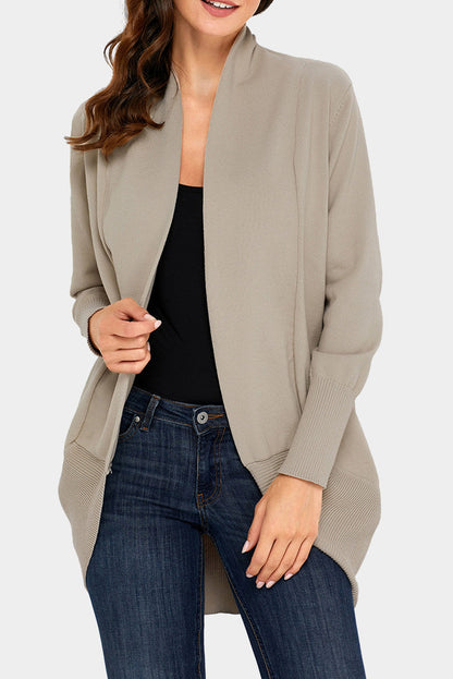 Khaki Cozy Open Front Longline Cardigan
