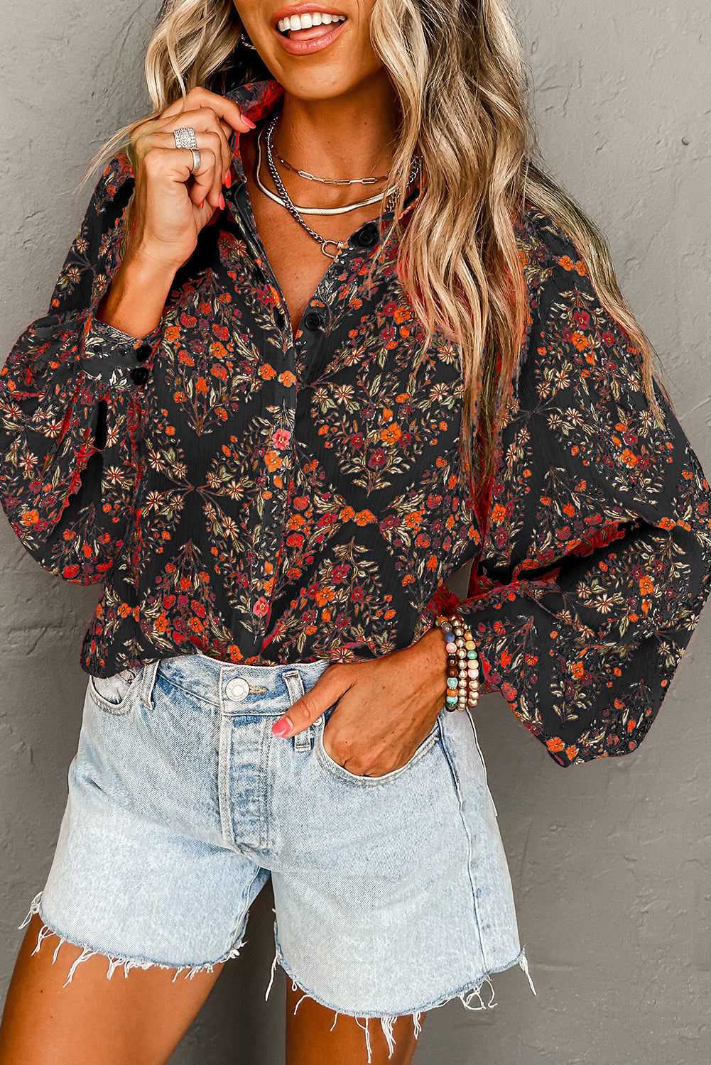 black floral shirt