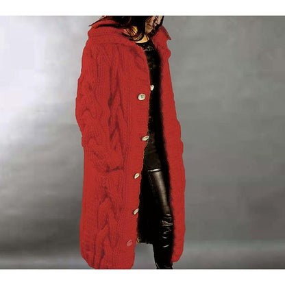 Women's Cardigan Sweater Jumper Cable Chunky Knit  Solid Color Open Front Stylish Soft Daily Going out Winter Fall Reddish brown Blue S M L / Long Sleeve / Regular Fit