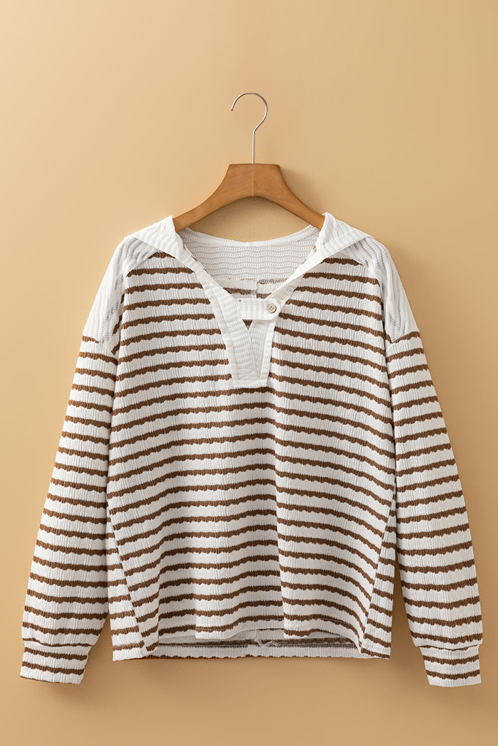stripe hooded top