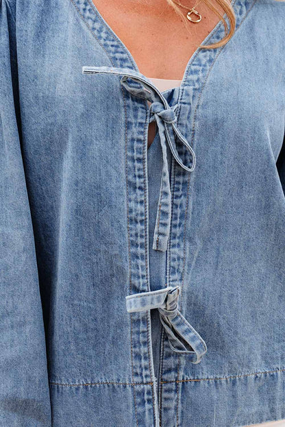 puff sleeve denim top