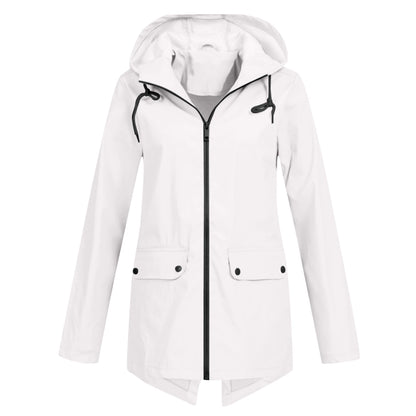 Women's Hiking Raincoat Waterproof Hiking Jacket Rain Jacket Outdoor Waterproof Windproof Breathable Quick Dry Outerwear Coat Top Full Length Hidden Zipper Ski / Snowboard Fishing Climbing White