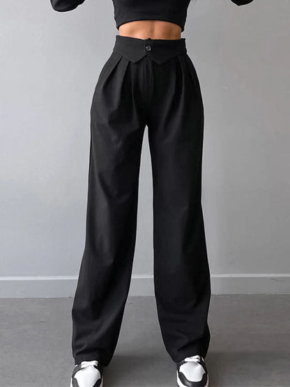 Women's Dress Pants Spandex Plain Grey Black Elegant High Waist Full Length Office / Career Street Fall Winter