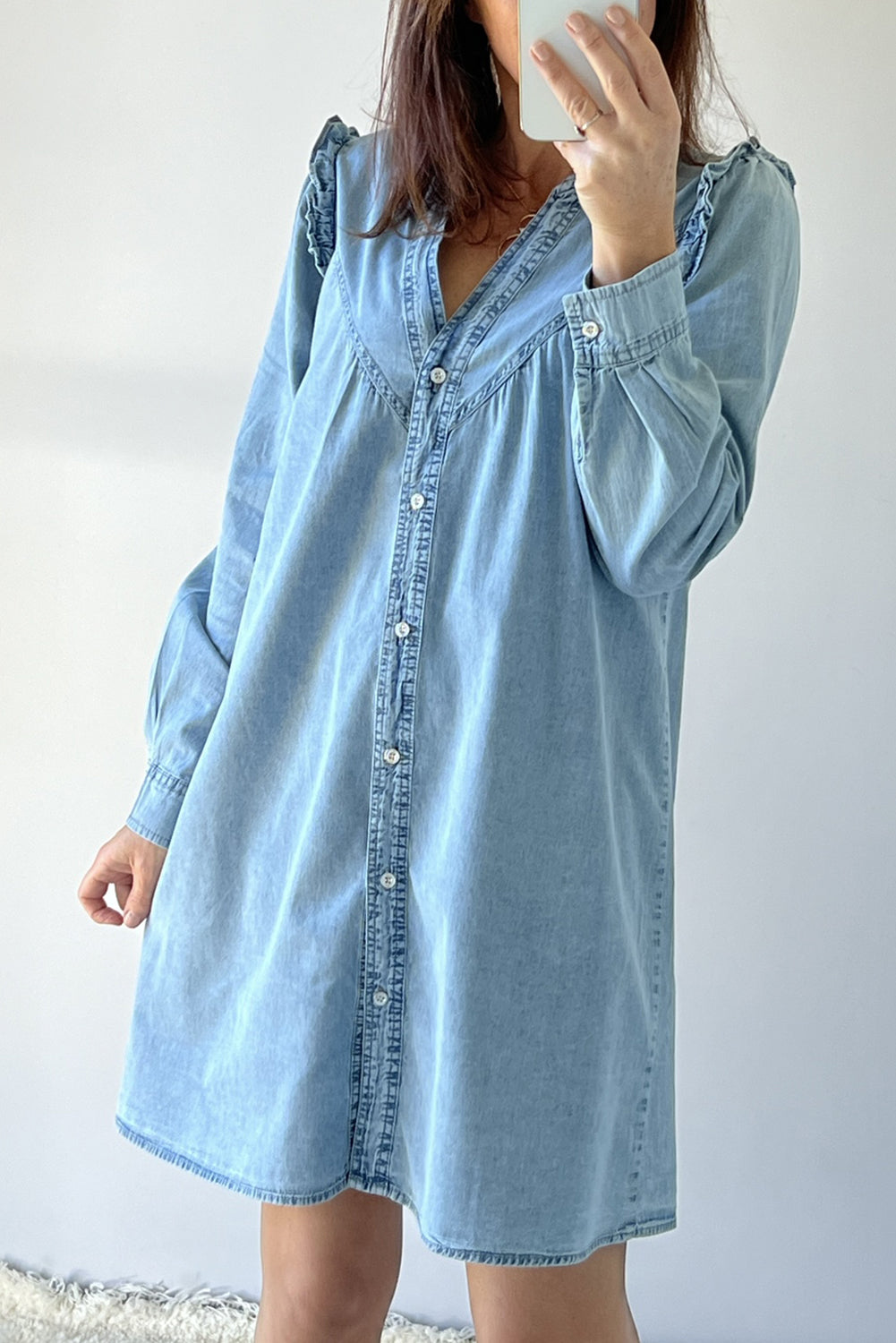 denim button up dress