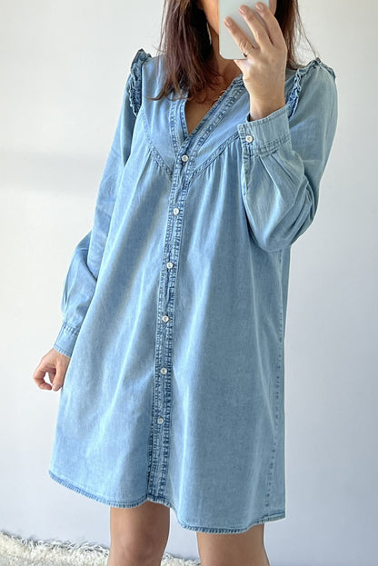 denim button up dress