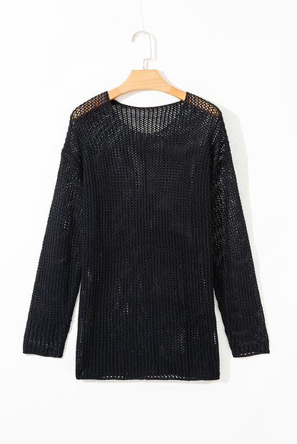 black crochet sweater