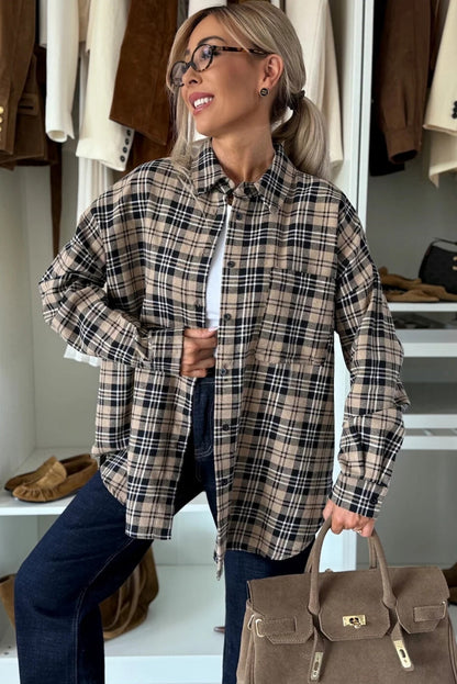 Parchment Plaid Classic Tunic Shacket