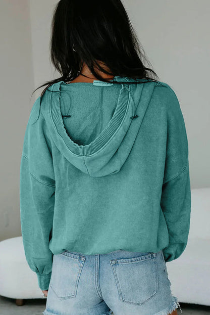 Canton Half Zip Kangaroo Pocket Mineral Wash Baggy Hoodie