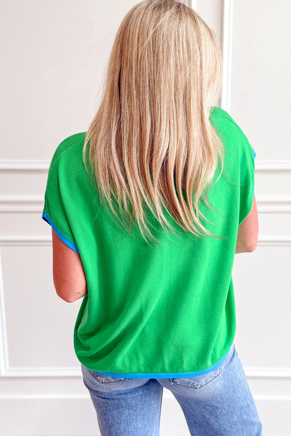 green short sleeve sweater
