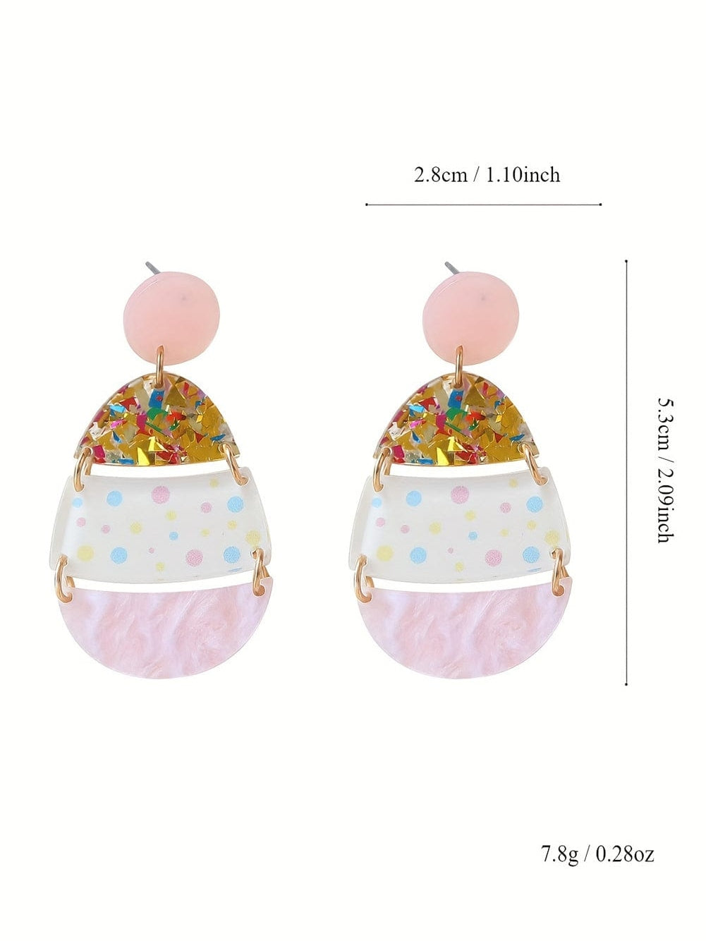 Adorable Easter Egg Design Pink Drop Earrings