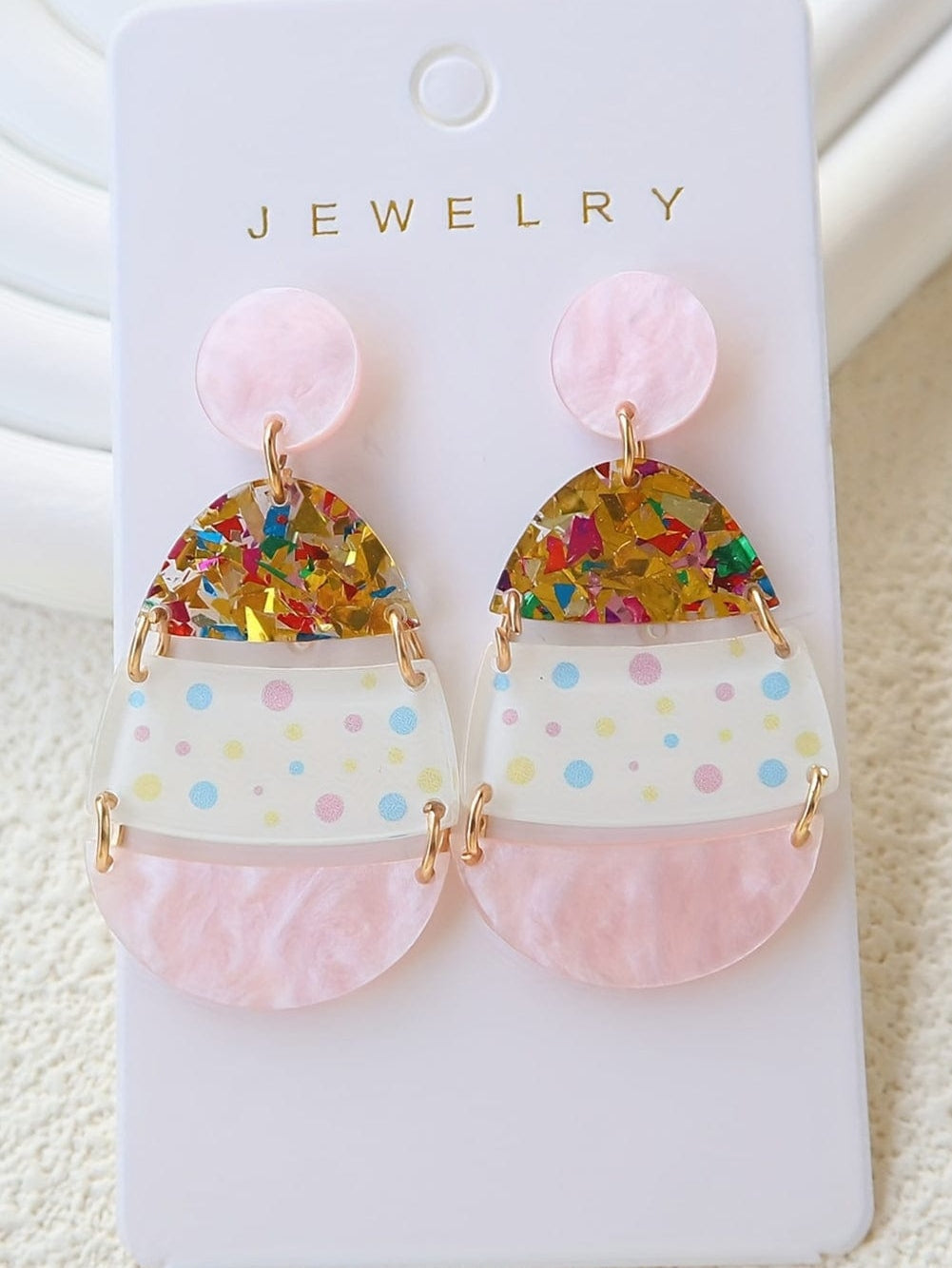 Adorable Easter Egg Design Pink Drop Earrings