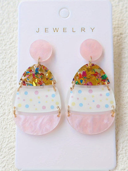 Adorable Easter Egg Design Pink Drop Earrings