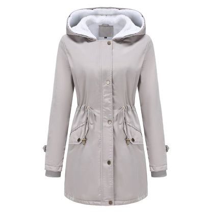 Women's Parka Jacket Hiking Windbreaker Hiking Fleece Jacket Winter Outdoor Thermal Warm Fleece Lining Windproof Winter Jacket Full Length Visible Zipper Fishing Camping / Hiking / Caving Traveling