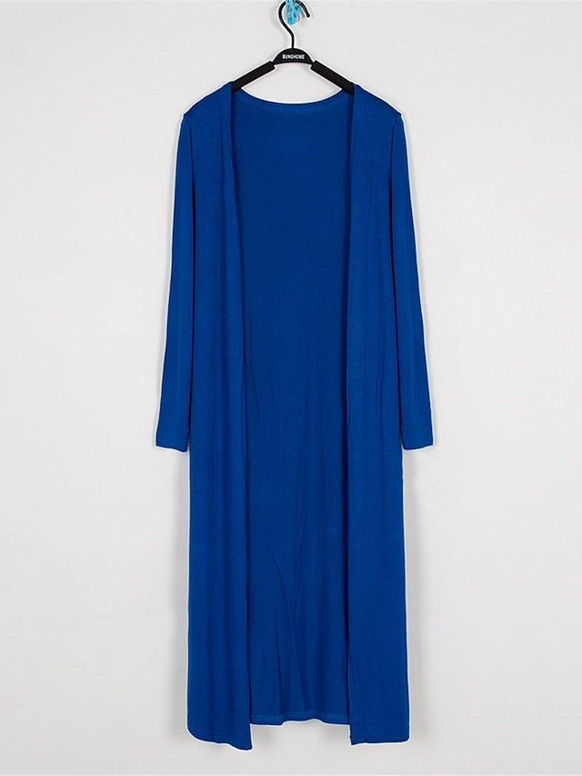 Women's Cardigan Sweater Open Front Ribbed Knit Modal Oversized Summer Fall Long Daily Going out Weekend Stylish Casual Soft Long Sleeve Solid Color Black White Yellow One-Size