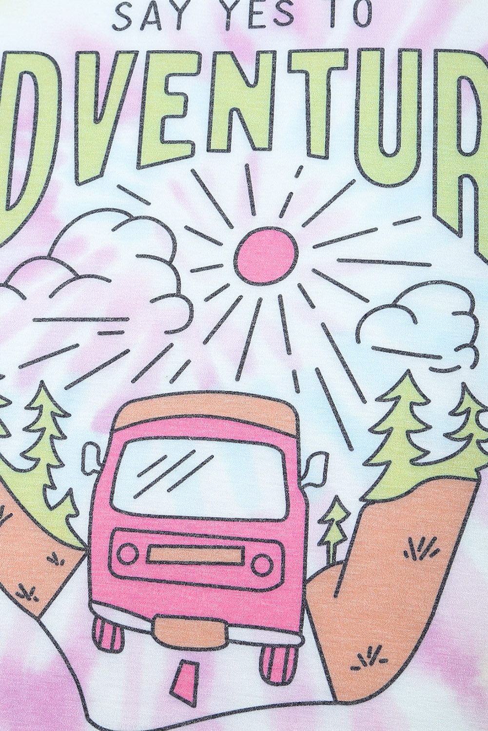 ADVENTURE AWAITS Tie-dye Print T-shirt