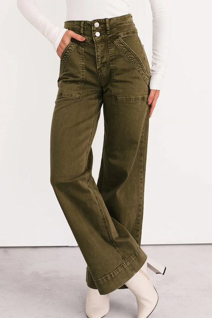 Jungle Green Henley Wide Leg Mica Denim Jeans