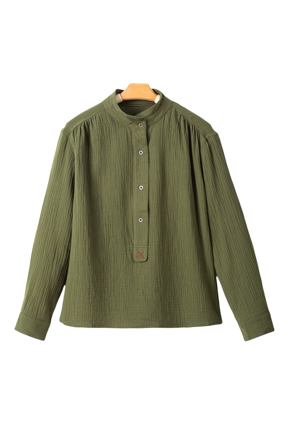Green Crinkle Textured Button Front Jungle Shirt
