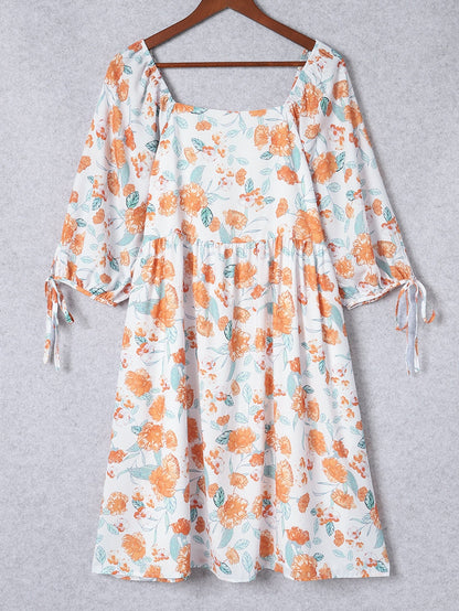Bold Orange Floral Shift Dress for Plus Size Women