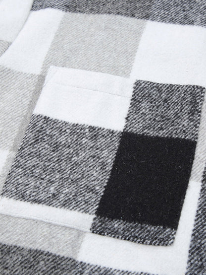 Gray Plus Size Checkered Button-Up Shacket