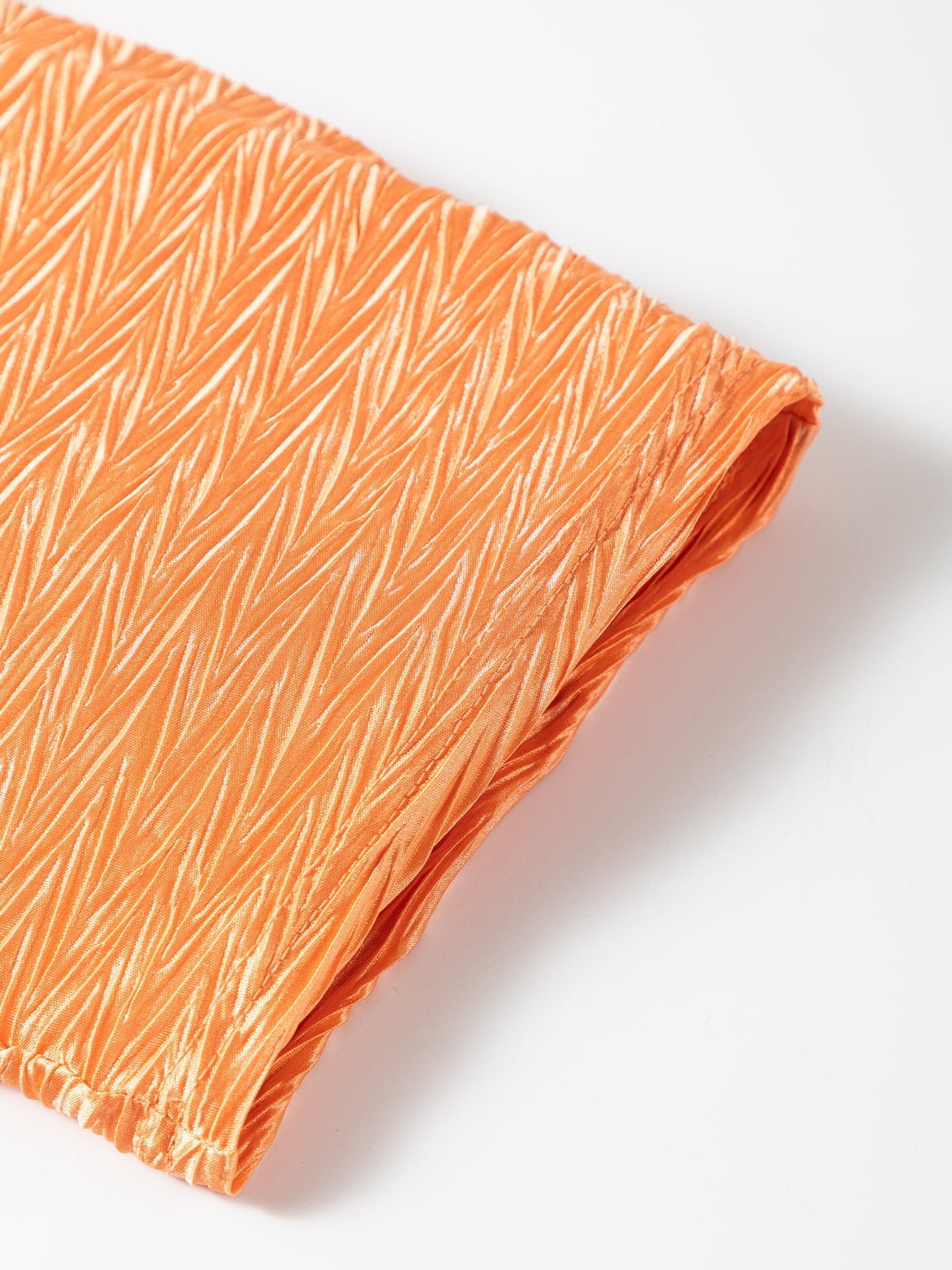 Grapefruit Orange Crinkled Texture Button-up Blouse with Wide Sleeves