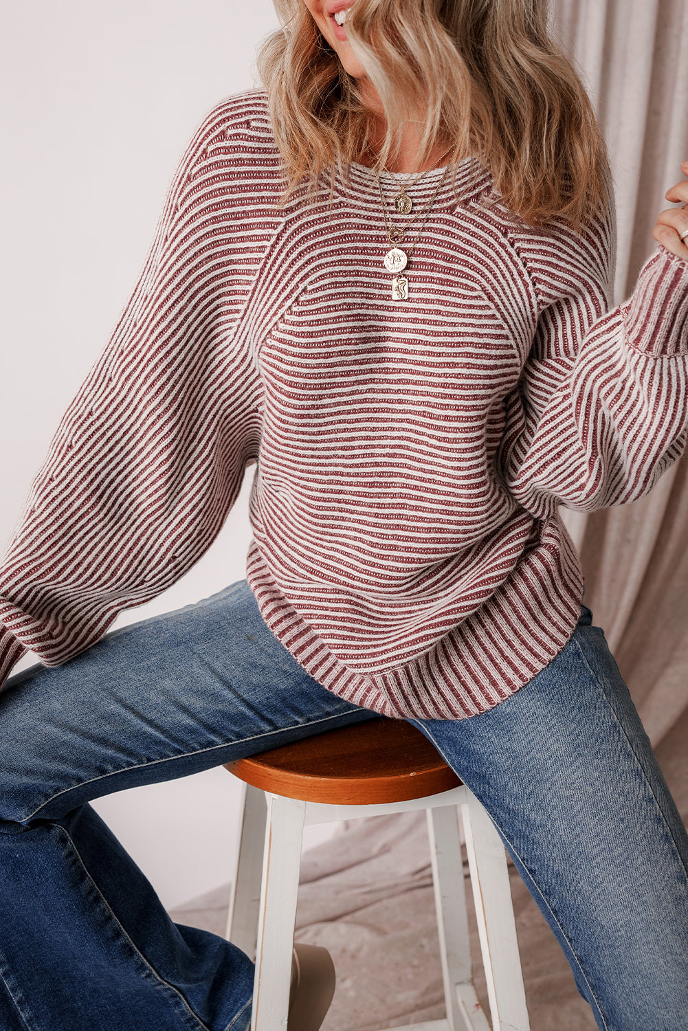 striped knit sweater