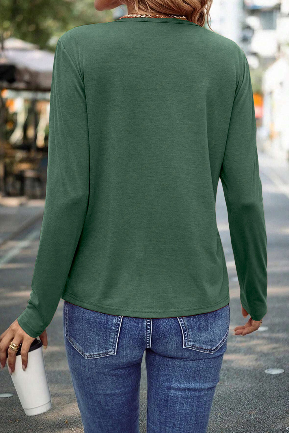 solid color long sleeve top