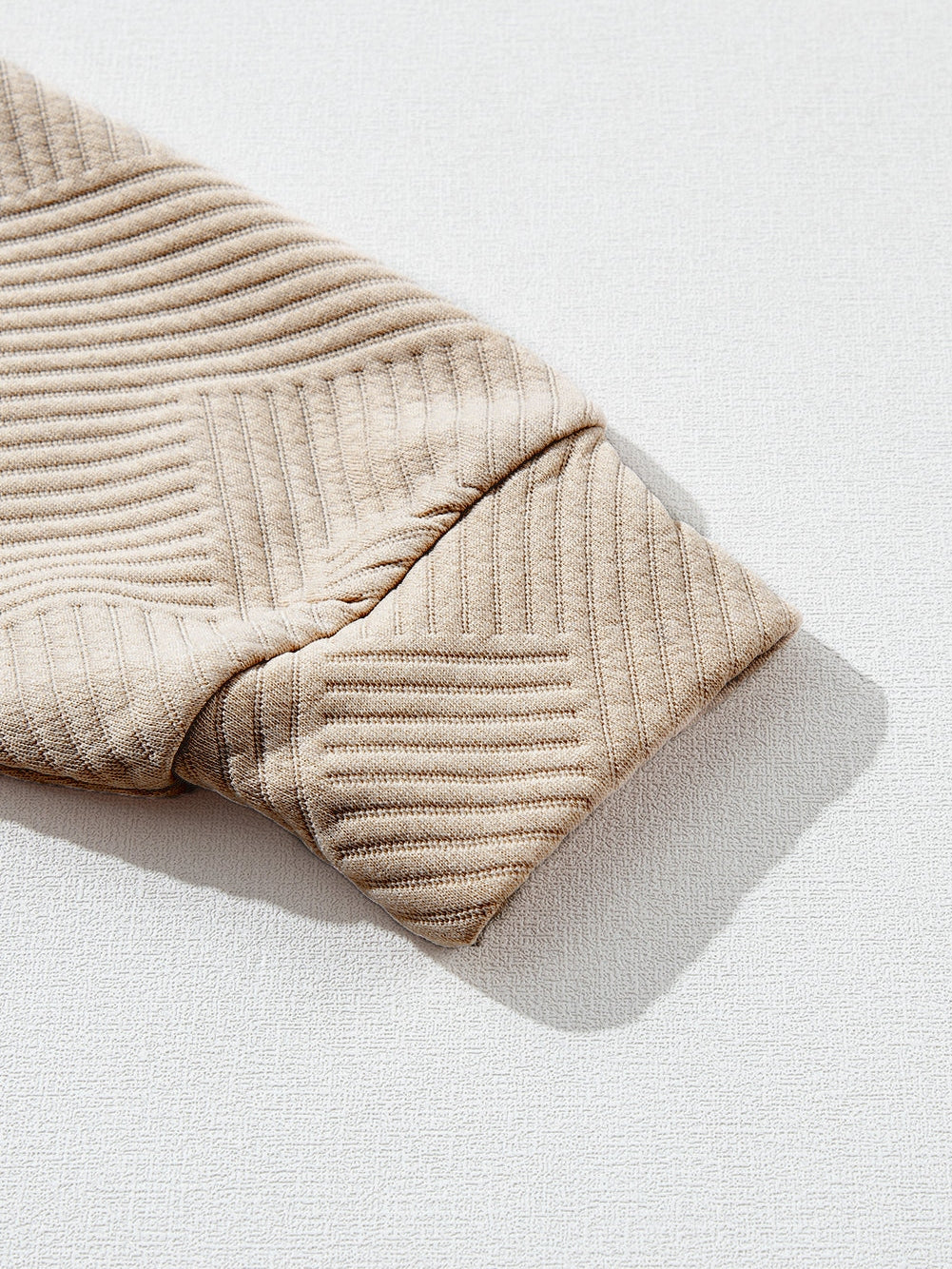 Apricot Textured High Neck Sweatshirt with Unique Asymmetrical Buttons