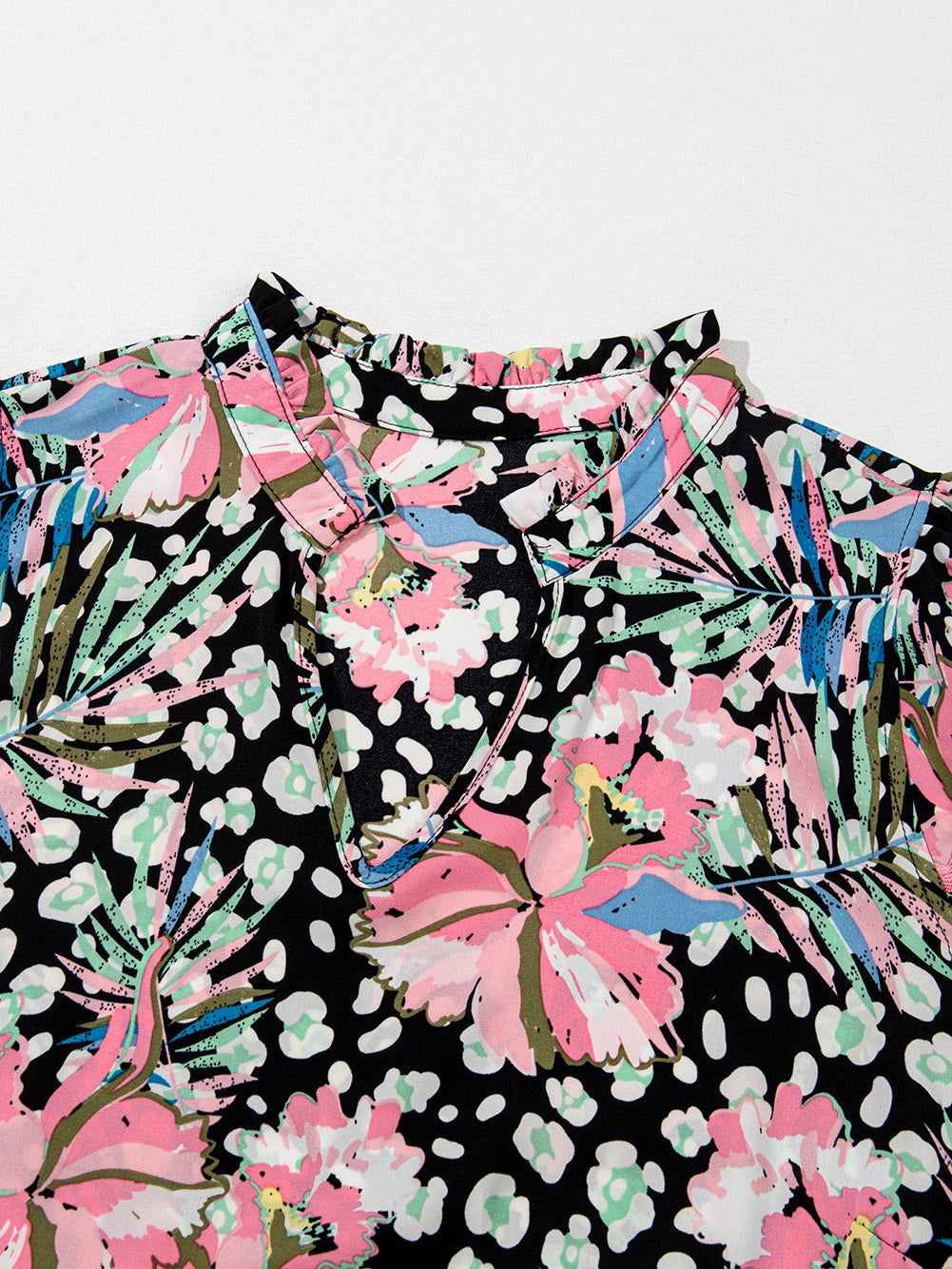 Floral Flared Dress with Multicolour Ric-rac Trim