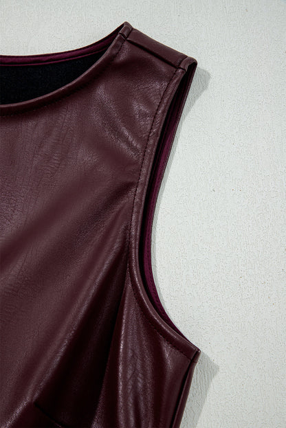 Wild Ginger  Vegan Leather Sleeveless Mini Dress
