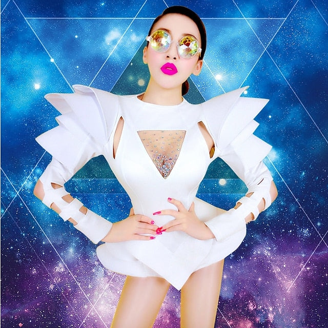 Jazz Leotard / Onesie Crystals / Rhinestones Women's Performance Long Sleeve Spandex - LuckyFash™