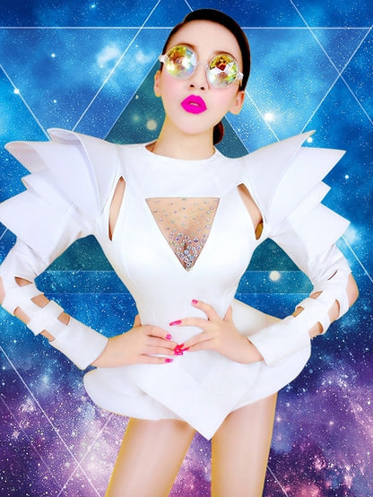 Jazz Leotard / Onesie Crystals / Rhinestones Women's Performance Long Sleeve Spandex - LuckyFash™