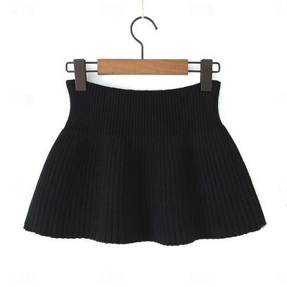 Set with Cropped Turtleneck Sweater Knitted Mini Skirt 2 PCS Sexy Cute Y2K Casual Daily Outfits