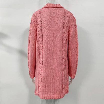 Women's Cardigan Sweater Jumper Cable Chunky Knit  Solid Color Open Front Stylish Soft Daily Going out Winter Fall Reddish brown Blue S M L / Long Sleeve / Regular Fit