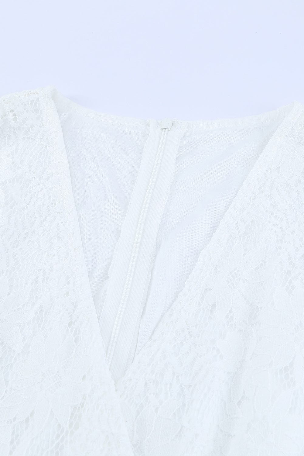 Angel Sleeve Floral Lace Wrap Mini Dress with V Neck - Elegant Summer Wedding Dress