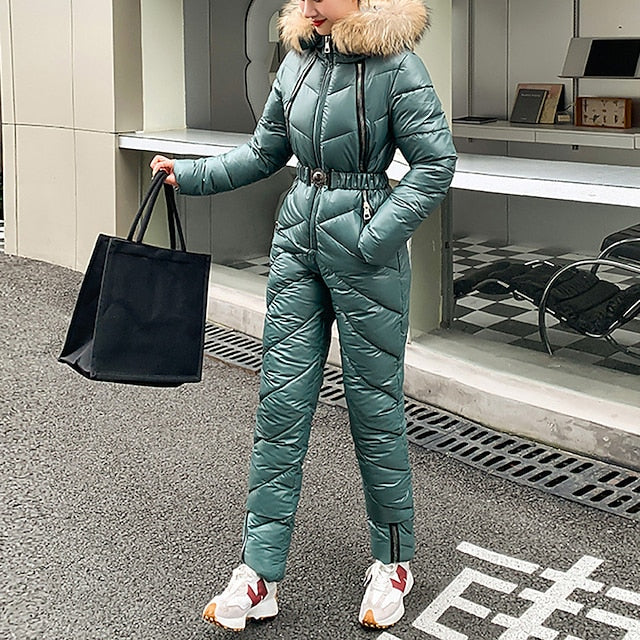 Women's Jumpsuit Ski Suit Outdoor Winter Thermal Warm Windproof Hooded Windbreaker Snow Suit for Skiing Camping / Hiking Snowboarding Ski