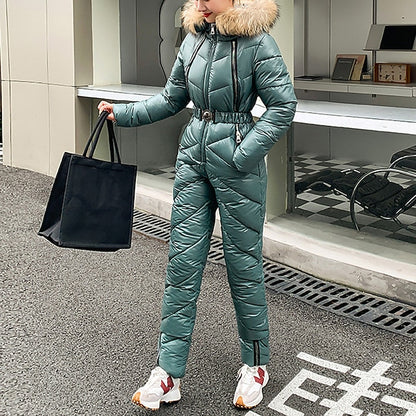 Women's Jumpsuit Ski Suit Outdoor Winter Thermal Warm Windproof Hooded Windbreaker Snow Suit for Skiing Camping / Hiking Snowboarding Ski