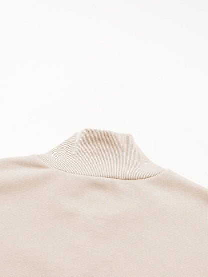 Apricot Casual High Neck Henley Top and Short Outfit