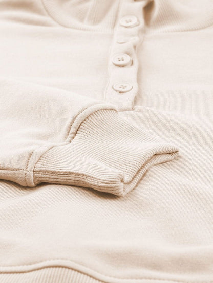 Apricot Casual High Neck Henley Top and Short Outfit