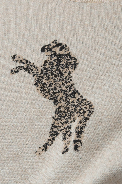 Apricot Cheetah Print High Neck Short Sleeve Sweater - Southern Belle Style